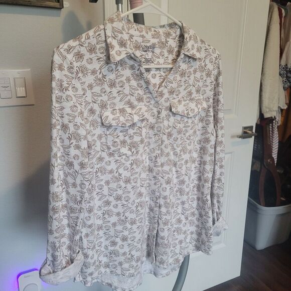 Womens tops set of 2 soft roll tab sleeves with collar v-neck cotton poly size s - Picture 14 of 16